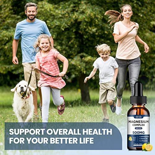 Magnesium Glycinate Liquid Drops, Triple Magnesium Complex Supplement with Citrate, Malate 500mg Ashwagandha, L-Theanine, Vitamin B6 for Sleep, Calm, Stress Relief, Bone, Muscle, Mood - Lemon Flavor - görsel 6