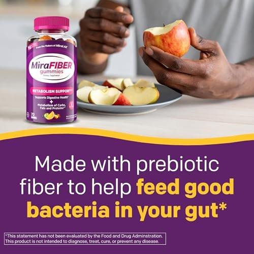 MiraFIBER Gummies, From The Makers of MiraLAX, Fiber to Support Your GLP-1 Journey, 8g Per Serving, Gut Health for Men & Women, Prebiotic Fiber Gummies for Adults, Mixed Fruit Flavor 72Ct - görsel 12