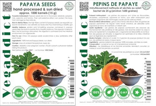 100% Natural Sun Dried Papaya Seeds | High Papain & Carpain Content | No Additives | Vegan | Laboratory Tested | Gluten & Lactose Free | Ethically Sourced | (approx 1000 seeds) - görsel 3
