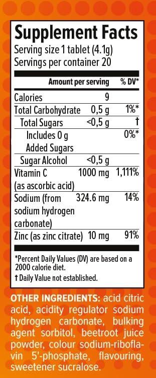 AlpenWell Vitamin C 1000mg + Zinc - Immune Support - 20 Effervescent Vitamin Drink Tablets, No Sugar + Low Calorie Supplement, Orange Flavor [Sugar Free] - görsel 14