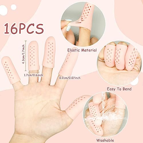 16Pcs Gel Finger Cots with Air Holes, Gel Finger Protectors Finger Covers Protection for Finger Tips, Breathable Finger Covers Finger Caps Gloves Finger Protectors for Wound, Finger Cracking - görsel 6