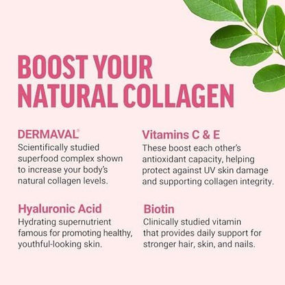 Force Factor Collagen Boosting Superfoods, Vegan Collagen Booster for Women, with Biotin, Hyaluronic Acid, and Vitamin C, for Hair, Skin, Nails, & Joint Support, Tropical Fruit, 60 Soft Chews