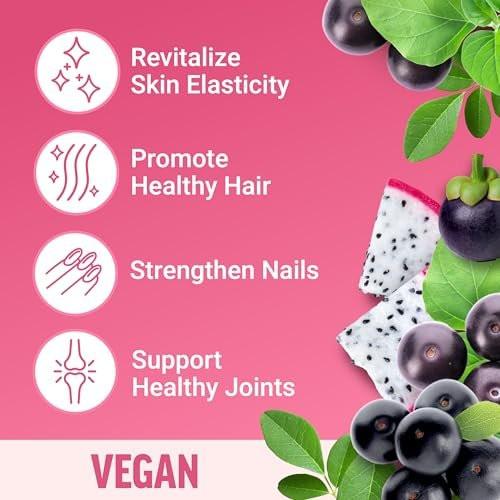 Force Factor Collagen Boosting Superfoods, Vegan Collagen Booster for Women, with Biotin, Hyaluronic Acid, and Vitamin C, for Hair, Skin, Nails, & Joint Support, Tropical Fruit, 60 Soft Chews - görsel 5