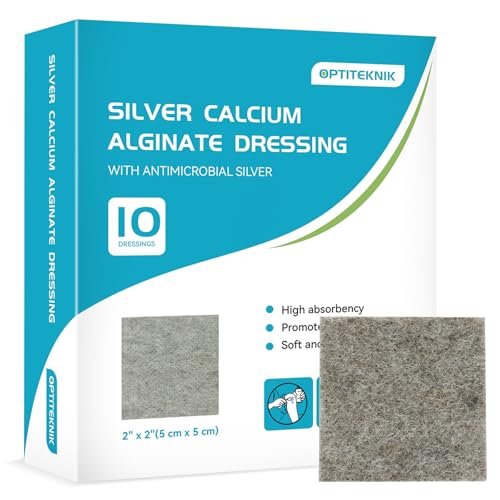 OPTITEKNIK Ag Silver Calcium Alginate Wound Dressing Pads 2"x2" Pack of 10, Soft Silver Dressings for Wound Care, Gentle Highly Absorbent Dressing, Non Stick Gauze Pads for Wounds - görsel 6