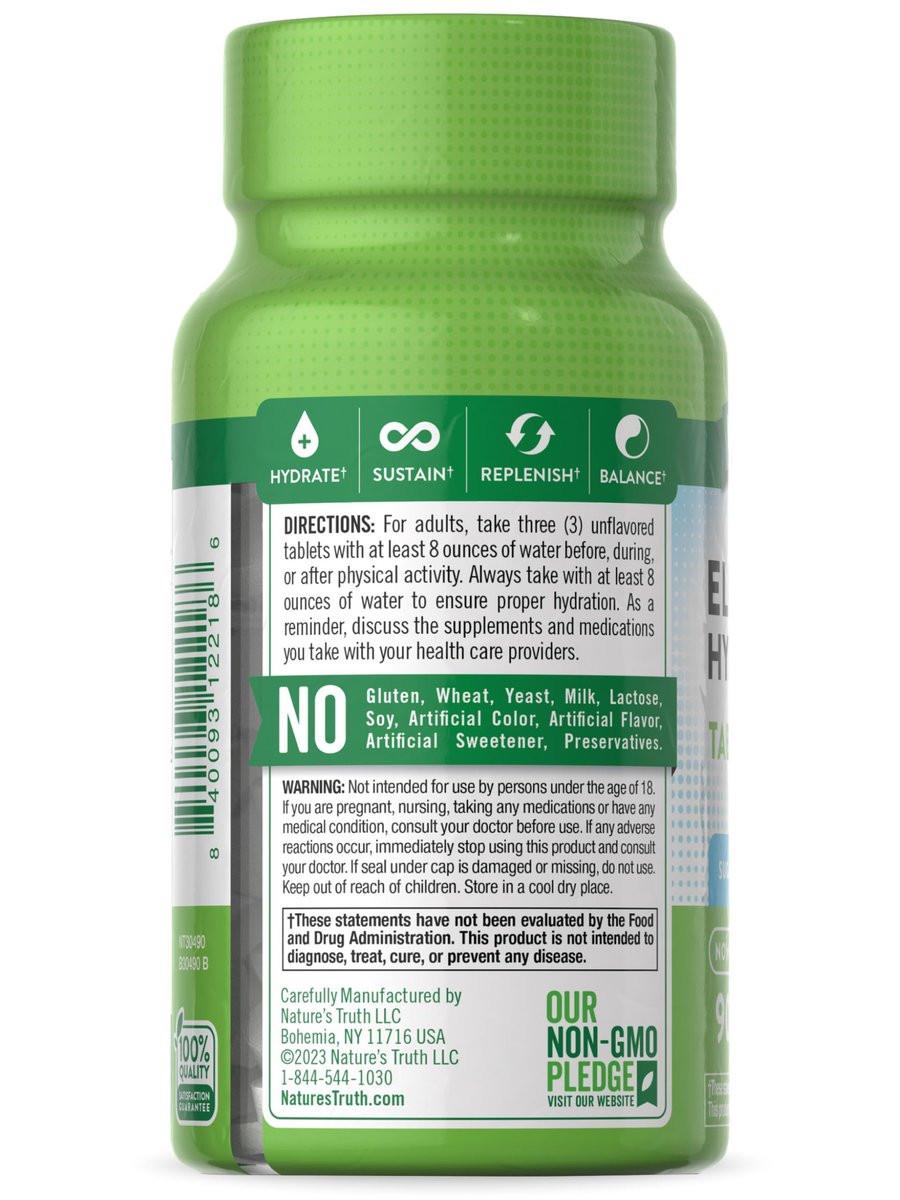 Nature's Truth Electrolyte Tablets | No Sugar | 90 Count | Vegan, Non-GMO & Gluten Free Hydration Supplement | with Minerals - görsel 6