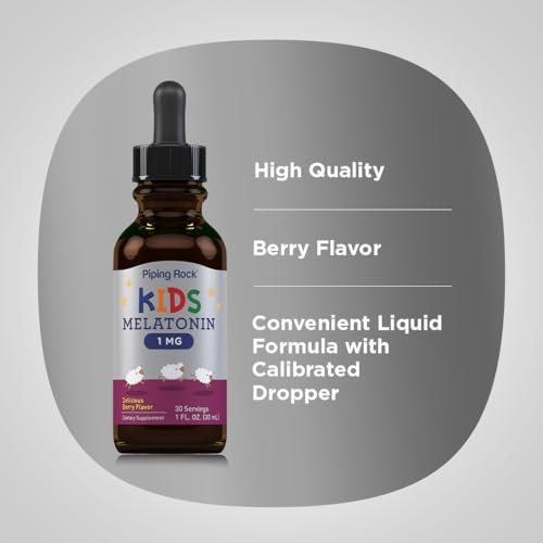 Piping Rock Kids Melatonin Liquid 1 fl oz | 1mg | Pack of 3 Bottles | Berry Flavor Drops | Non-GMO, Gluten Free Supplement - görsel 10
