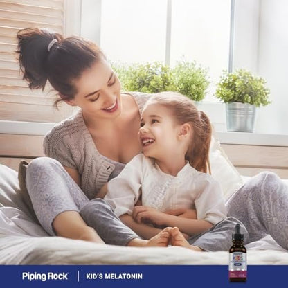 Piping Rock Kids Melatonin Liquid 1 fl oz | 1mg | Pack of 3 Bottles | Berry Flavor Drops | Non-GMO, Gluten Free Supplement