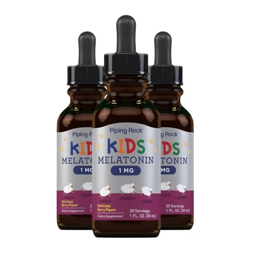 Piping Rock Kids Melatonin Liquid 1 fl oz | 1mg | Pack of 3 Bottles | Berry Flavor Drops | Non-GMO, Gluten Free Supplement - görsel 2