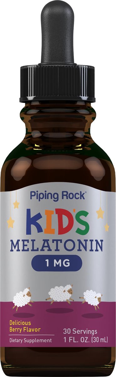 Piping Rock Kids Melatonin Liquid 1 fl oz | 1mg | Pack of 3 Bottles | Berry Flavor Drops | Non-GMO, Gluten Free Supplement - görsel 5