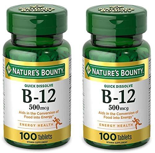 Nature's Bounty Vitamin B12, Supports Energy Metabolism and Nervous System Health, 500mcg, Tablets, 100 Ct (Pack of 2) - görsel 2