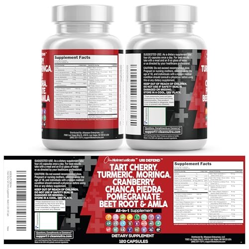 Clean Nutraceuticals Tart Cherry Extract Capsules with Turmeric Moringa Cranberry Chanca Piedra Celery Quercetin ACV Pomegranate L Selenomethionine - Uric Levels - 120 Ct - görsel 18