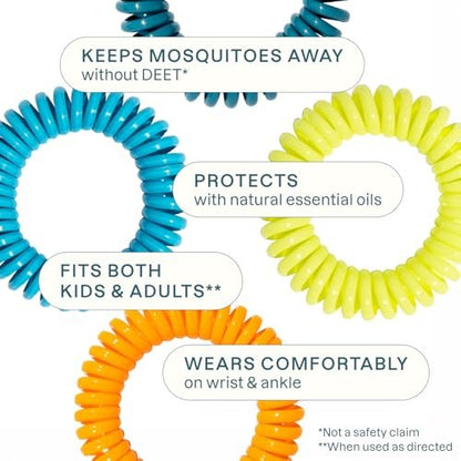 Cliganic 25 Pack Mosquito Repellent Bracelets for Adults & Kids - Natural DEET-Free Bands, Individually Wrapped