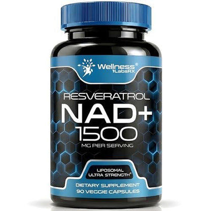 Wellness LABSRX Liposomal NAD Supplement, 1500mg - NAD Resveratrol Supplement for Women and Men, NAD+ Support Cellular Health, Energy & Anti Aging - 90 Count