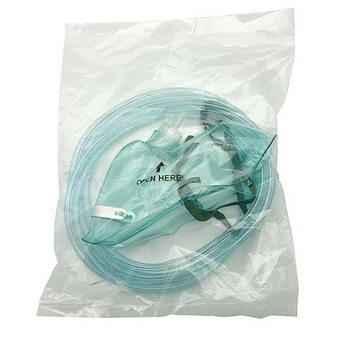DWCHECK 3 Pack Oxygen Mask for Face Adult with 7 Ft Tube, Adult Oxygen Mask with Adjustable Elastic Strap, DEHP Free and Latex Free Material - Adult Elongated XL, Green - görsel 3