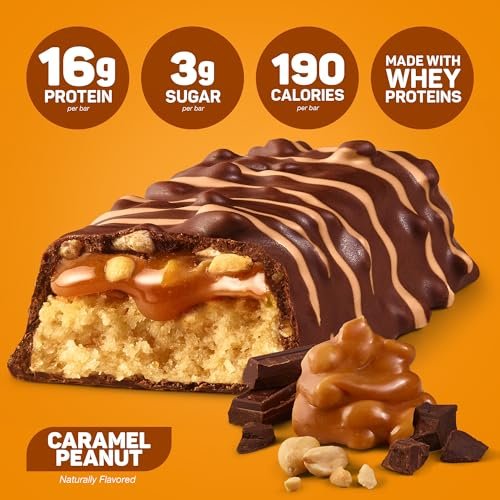 FITCRUNCH Snack Size Protein Bars, 6-Layer Baked Bar, 3g of Sugar, Gluten Free & Soft Cake Core (9 Bars, Caramel Peanut) - görsel 7