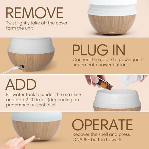 SALKING Essential Oil Diffuser (Set of 2), 100ml Small Aromatherapy Diffuser with Auto Shut-Off, Ultrasonic Diffusers for Essential Oils, Cool Mist Humidifier with Warm White Lights, for Office Home - görsel 2