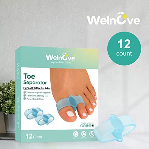 Welnove Pack of 12 Bunion Corrector, Toe Separators with 2 Loops, Big Toe Spacer Suitable for Bunion and Overlap Toe (Blue) - görsel 9