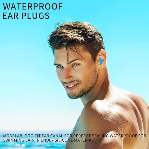 24 Pcs Silicone Ear Plugs for Sleeping, Soft Silicone Earplugs for Sleep, Noise Cancelling Reduction Earplugs for Swimming, Travel, Snoring, Concerts, Airplane, Motorcycle, Musicians, Blue/Clear - görsel 3