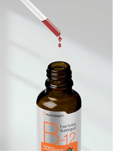 Horbaach B12 Vitamin 5000 mcg Sublingual | 4 Fl Oz | as Methylcobalamin and Cyanocobalamin | Liquid Vegetarian Drops | Berry Flavor | Non-GMO & Gluten Free Supplement - görsel 3