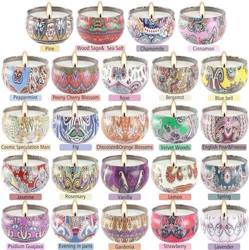 WPONSZU Scented Candles Gifts Set 24 Pack Soy Wax Travel Tin Jar Candles for Home 2.5 OZ - Perfect for Mom, Christmas, Birthday, Thanksgiving, Mother's Day - görsel 2