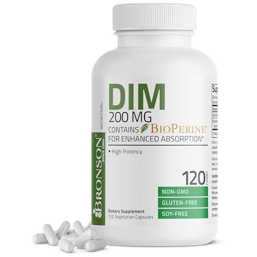 Bronson DIM Supplement 200 MG Diindolymethane with BioPerine for Enhanced Absorption, Estrogen Metabolism & Maintains Balanced Hormone Levels, 120 Vegetarian Capsules - görsel 8