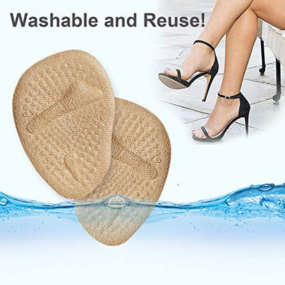 Ball of Foot Cushions, Metatarsal Pads Women, Forefoot Pads Stop Feet from Sliding Forward, Non-Slip Weight Shifting Comfort Insoles Inserts Pad for High Heel Shoes, Metatarsalgia Pain Relief（4 Pairs