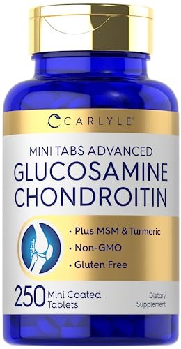 Carlyle Glucosamine Chondroitin MSM | 250 Mini Tablets | Advanced Formula with Turmeric | Non-GMO, Gluten Free - görsel 2