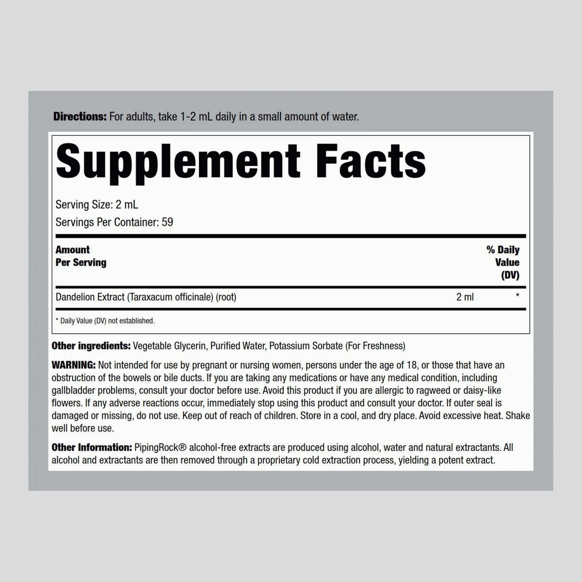 Piping Rock Dandelion Root Extract Liquid | 4 fl oz | Alcohol Free Tincture Drops | Premium Herbal Supplement | Vegetarian, Non-GMO, Gluten Free - görsel 3