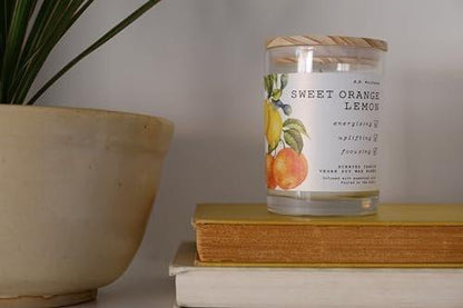LEOBEN CO – Sweet Orange Lemon Scented Candle – 9oz, B.B. Wellness Collection Design – 50 hr Burn Time – Poured in California Using Vegan Soy Wax and Essential Oils – Made in Small Batches