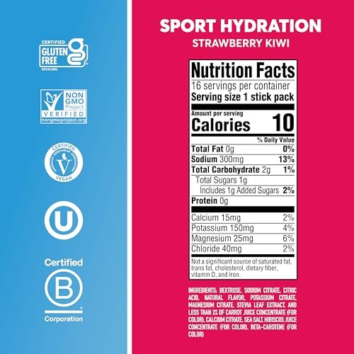 Nuun Sport Electrolyte Powder Packets with Magnesium, Calcium, Potassium, Chloride, and Sodium, Hydration Packets for On-the-Go, Strawberry Kiwi Flavor, Gluten Free & Vegan, 16 Single Servings - görsel 4