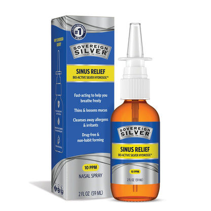 Sovereign Silver Sinus Relief Nasal Spray, – Bio-Active Silver Hydrosol: Contains 10 PPM of high-quality silver – Image 1