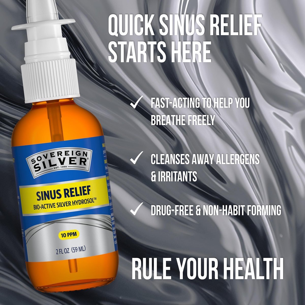 Sovereign Silver Sinus Relief Nasal Spray, – Non-Habit Forming: Can be used as needed without developing tolerance – Image 9