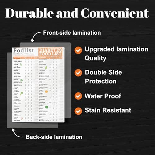 Glycemic Index Food Guide Chart – Diabetic Food Chart & Glycemic Index Chart 2026, Laminated Diabetic Food List and Meal Planner, Diabetes Food List Chart, Type 1, Type 2 & Prediabetes, Carb Counter - görsel 17