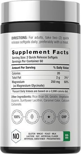 Horbäach Magnesium Glycinate | 250mg | 120 Softgels | Non-GMO and Gluten Free Supplement - görsel 3