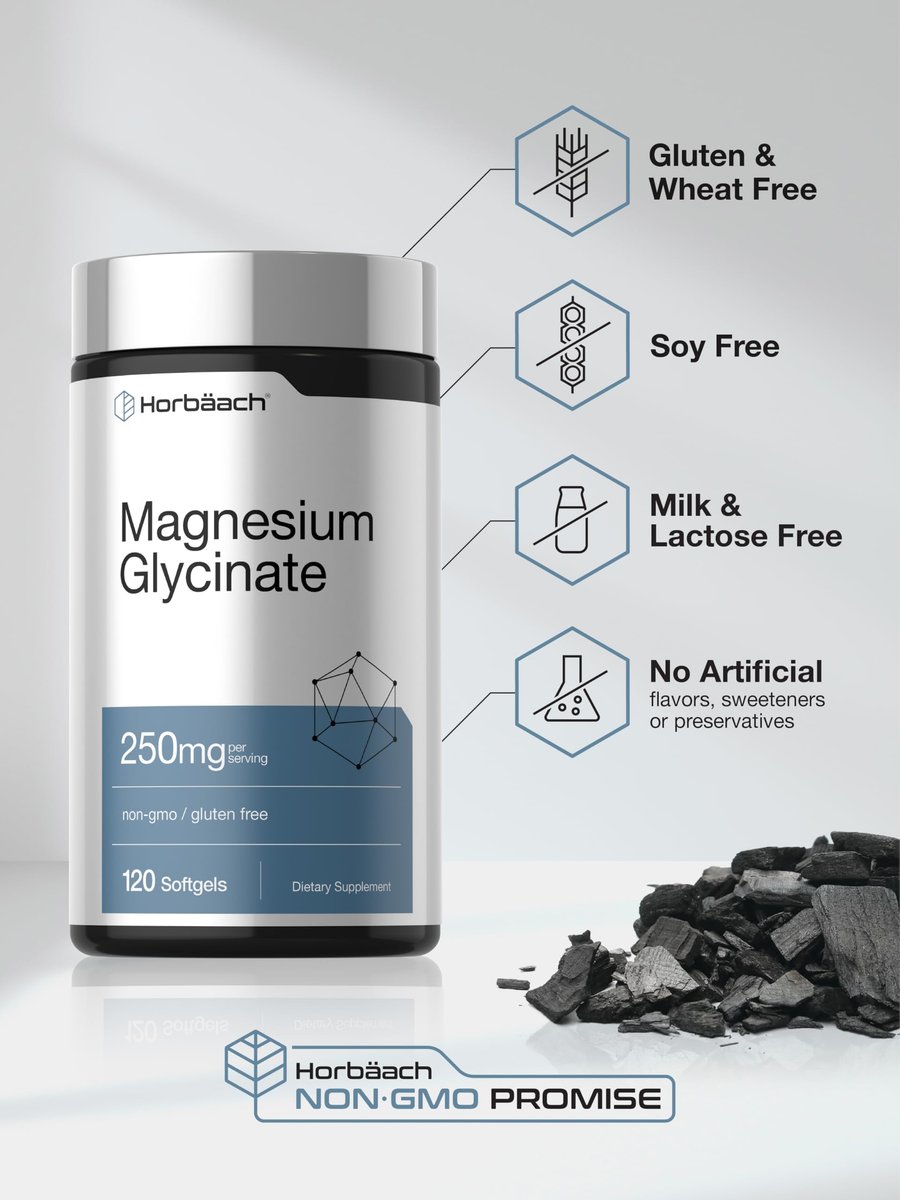 Horbäach Magnesium Glycinate | 250mg | 120 Softgels | Non-GMO and Gluten Free Supplement - görsel 10