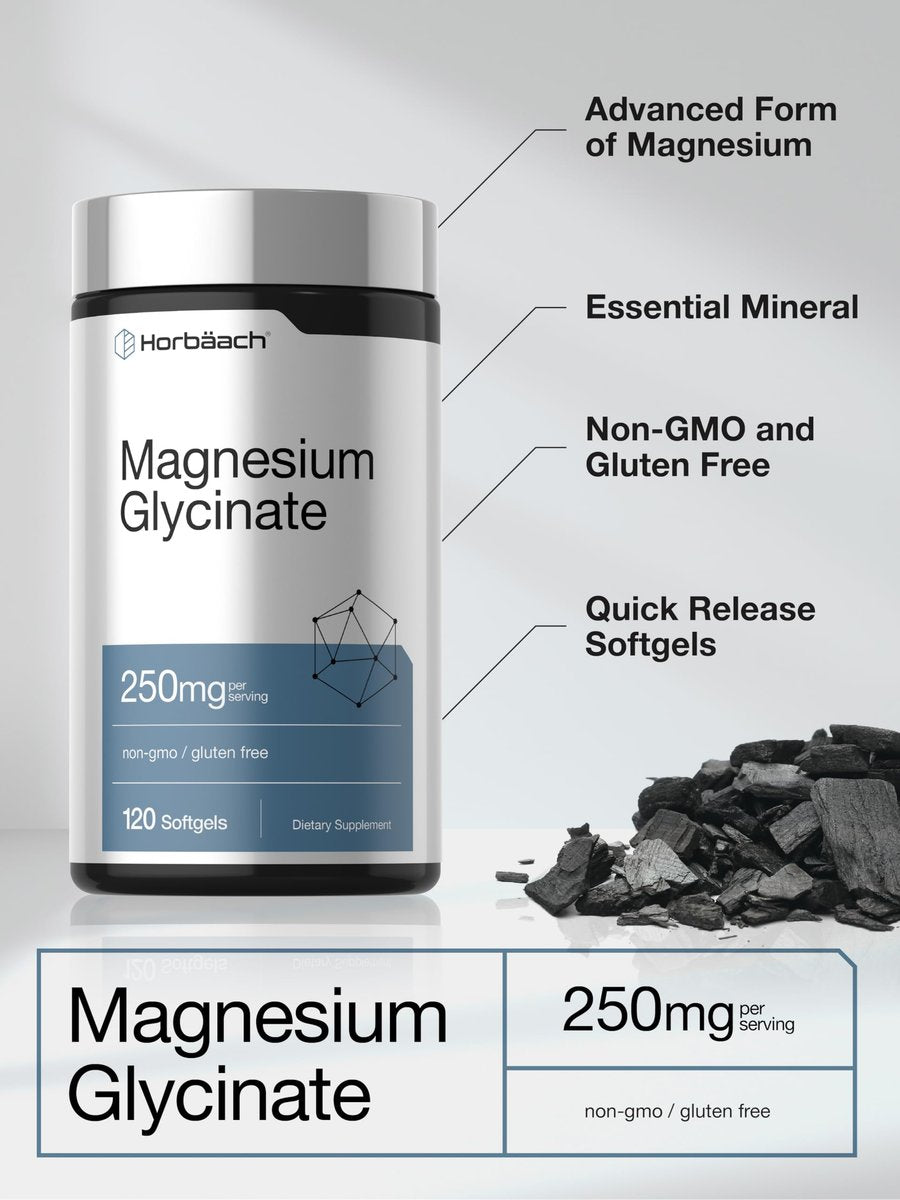 Horbäach Magnesium Glycinate | 250mg | 120 Softgels | Non-GMO and Gluten Free Supplement - görsel 8