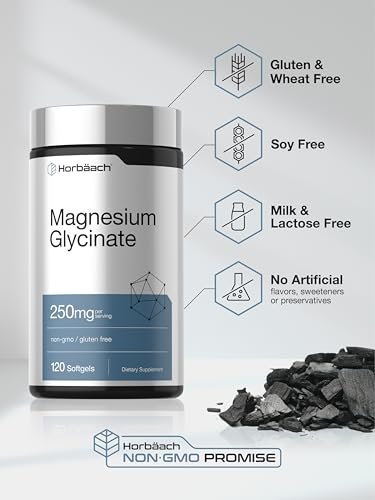 Horbäach Magnesium Glycinate | 250mg | 120 Softgels | Non-GMO and Gluten Free Supplement - görsel 9