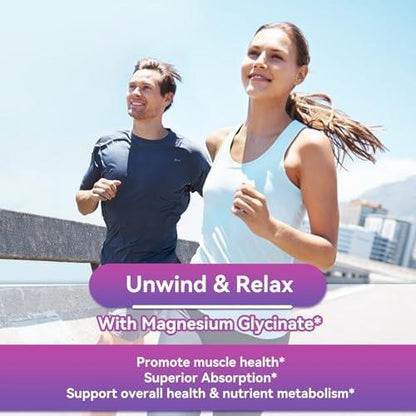 EAZGOO Magnesium Glycinate Gummies 400mg with L-Threonine 200mg - Sugar-Free Magnesium Potassium Supplement with Vitamin D, B6, CoQ10 for Muscle - 60 Mixed Berry Flavored Gummies
