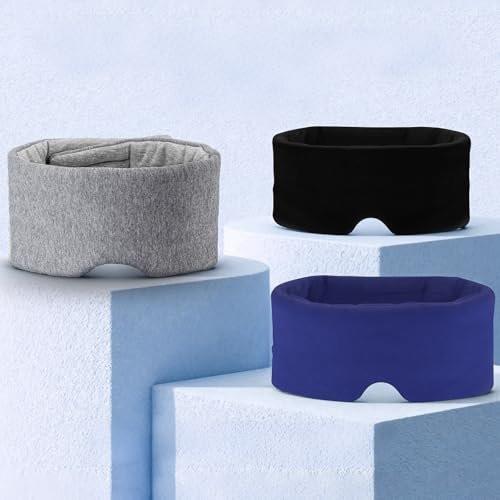 Cotton Sleep Eye Mask for Women Men, 100% Blocking Light Eye Mask Sleeping for Side Sleeper, Soft Zero Pressure Cooling Blackout Eye Covers for Sleeping, Sleep Mask fits All Heads Adjustable（Black） - görsel 13