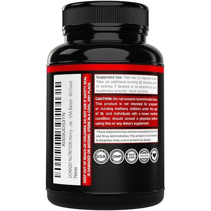 Horny Goat Weed For Men and Women - [20% Icariins Max Strength] - Stamina, Endurance, Circulation, Joint & Back Support - Maca Root, Ginseng, Yohimbine, Tribulus, L-Arginine - USA Made - 60 Count