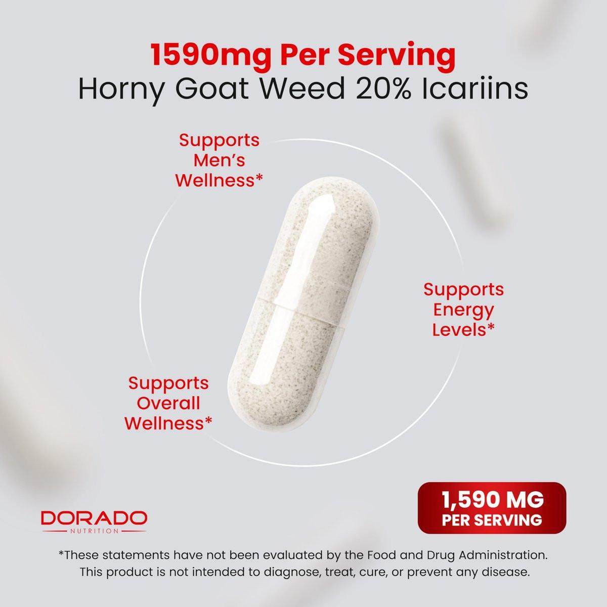 Horny Goat Weed For Men and Women - [20% Icariins Max Strength] - Stamina, Endurance, Circulation, Joint & Back Support - Maca Root, Ginseng, Yohimbine, Tribulus, L-Arginine - USA Made - 60 Count - görsel 9