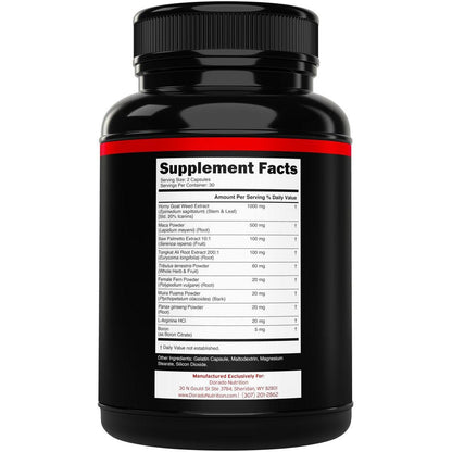 Horny Goat Weed For Men and Women - [20% Icariins Max Strength] - Stamina, Endurance, Circulation, Joint & Back Support - Maca Root, Ginseng, Yohimbine, Tribulus, L-Arginine - USA Made - 60 Count