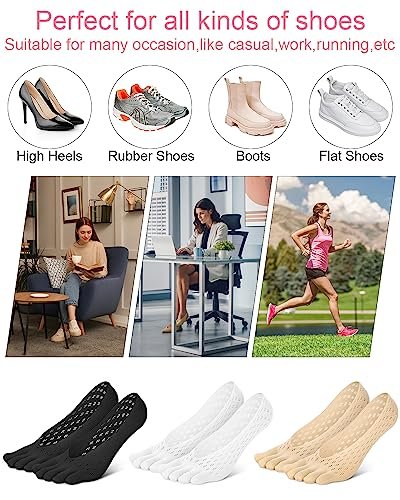 BLATOWN 6 Pair Bunion Relief Socks, Toe Alignment Compression Toe Separator Socks, No Show Low Cut Liner Five Finger for Women & Men Bunion - görsel 10