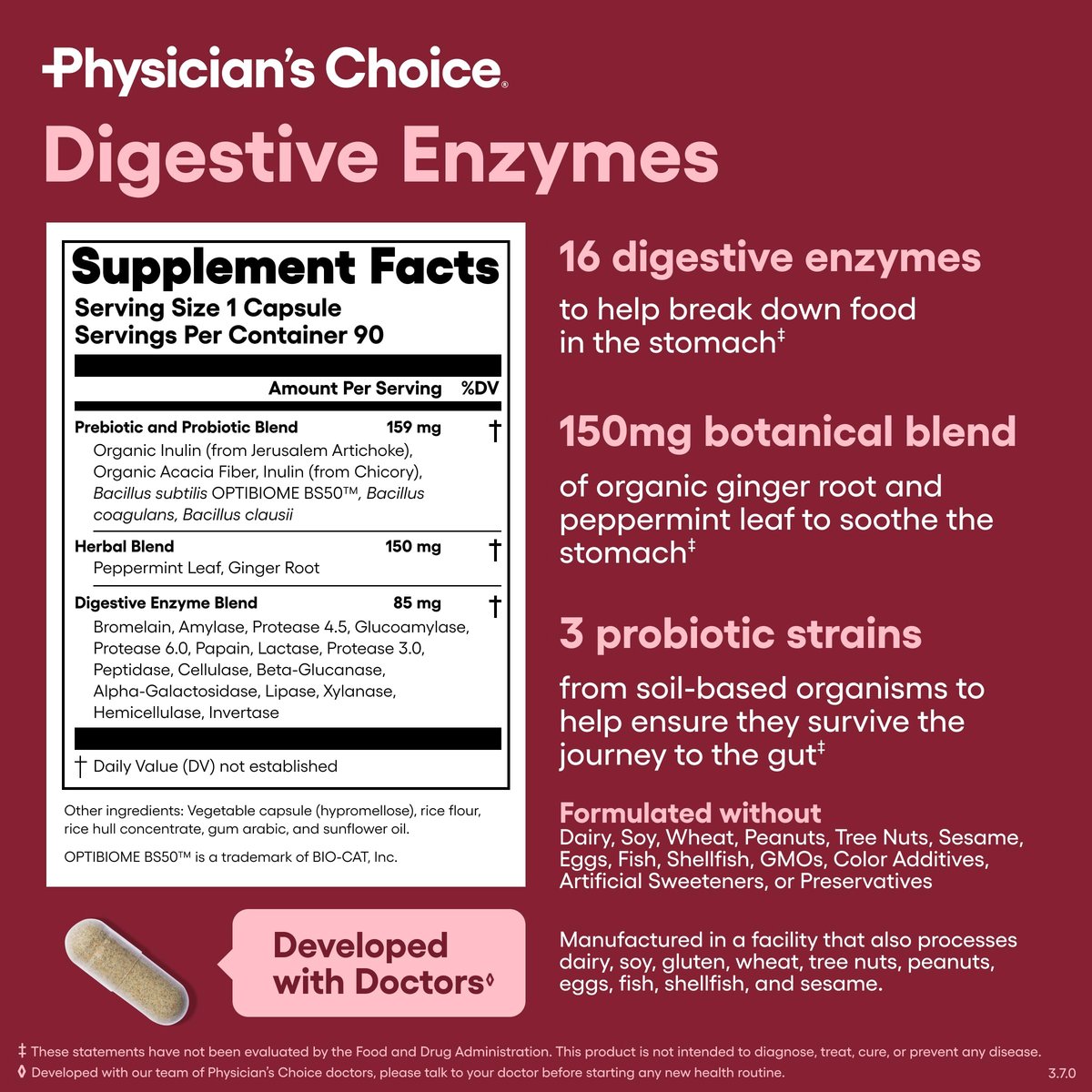 Physician's CHOICE Digestive Enzymes for Bloating & Digestion - Fast-Acting 16 Enzyme Formula with Organic Prebiotics & Probiotics for Gut & Digestive Health - Meal Time Discomfort Relief - 90 CT - görsel 11