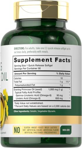 Carlyle Evening Primrose Oil Supplement 1000mg | 80 Softgel Capsules | Non-GMO & Gluten Free - görsel 4