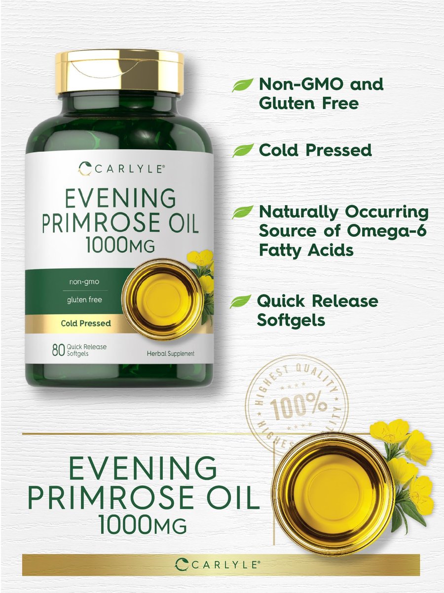 Carlyle Evening Primrose Oil Supplement 1000mg | 80 Softgel Capsules | Non-GMO & Gluten Free - görsel 7