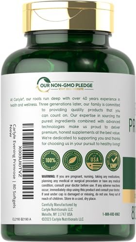 Carlyle Evening Primrose Oil Supplement 1000mg | 80 Softgel Capsules | Non-GMO & Gluten Free - görsel 6