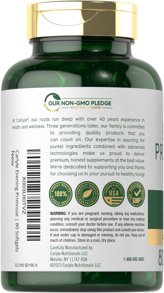 Carlyle Evening Primrose Oil Supplement 1000mg | 80 Softgel Capsules | Non-GMO & Gluten Free - görsel 5