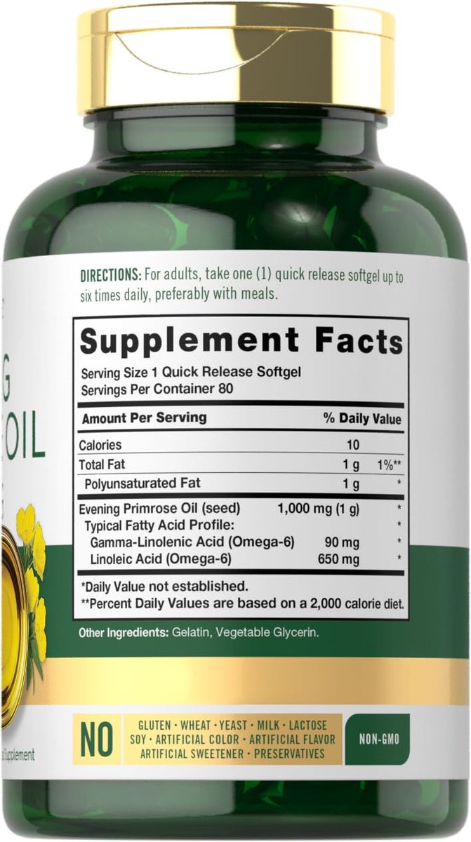 Carlyle Evening Primrose Oil Supplement 1000mg | 80 Softgel Capsules | Non-GMO & Gluten Free - görsel 3