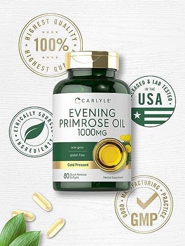 Carlyle Evening Primrose Oil Supplement 1000mg | 80 Softgel Capsules | Non-GMO & Gluten Free